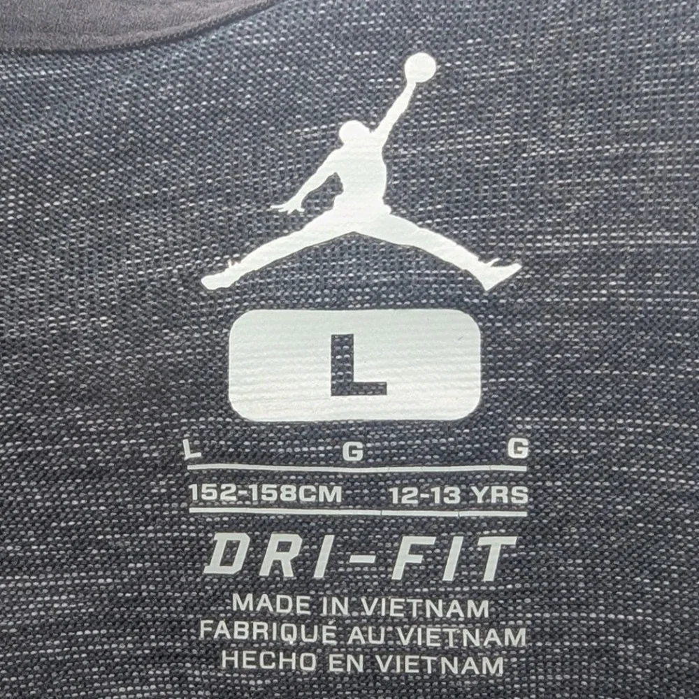Jordan Boys Dri-FIT Hooded Long Sleeve Shirt Gray Jumpman Graphic Large 12-13Y